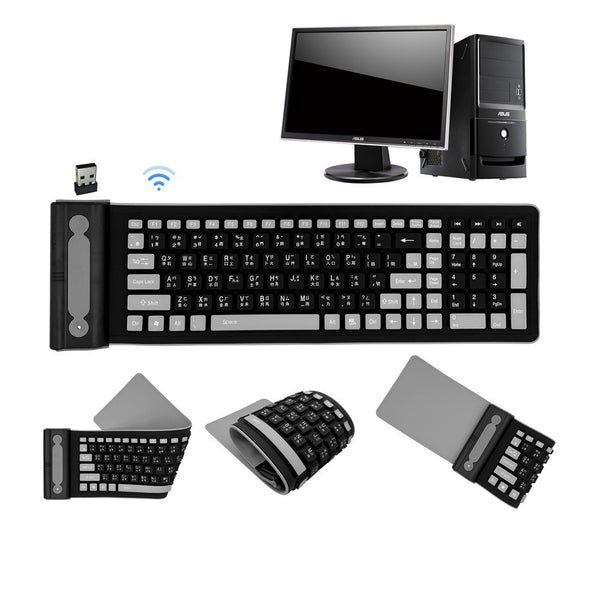 24g Wireless Silicone Keyboard Soft Fold Noiseless Waterproof Keyboard