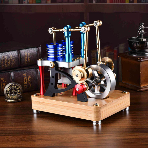 External Combustion Engine Gift - Stirling Live Engine Model with Physical Air Starting Single Cylinder Alloy Engine