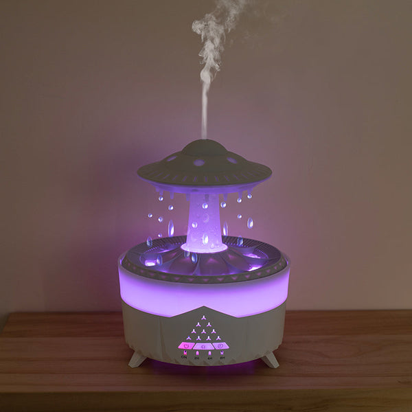 Raining Humidifier UFO Raindrop Aromatherapy Ultrasonic Water Drop Air Rain Humidifier 350ml 7 Colors LED Lamp Raindrop Aroma Diffuser