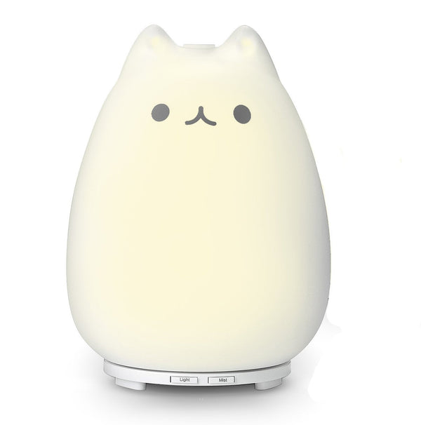 Cute cat humidifier aromatherapy machine for girlfriend gift home bedroom mute ultrasonic night light